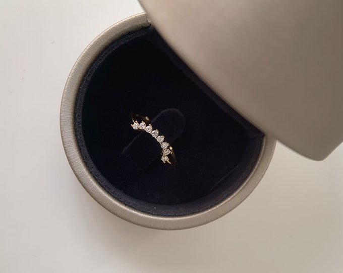 Curved Stack Wedding Band Ring Adjustable Petite Gold Stacking Etsy