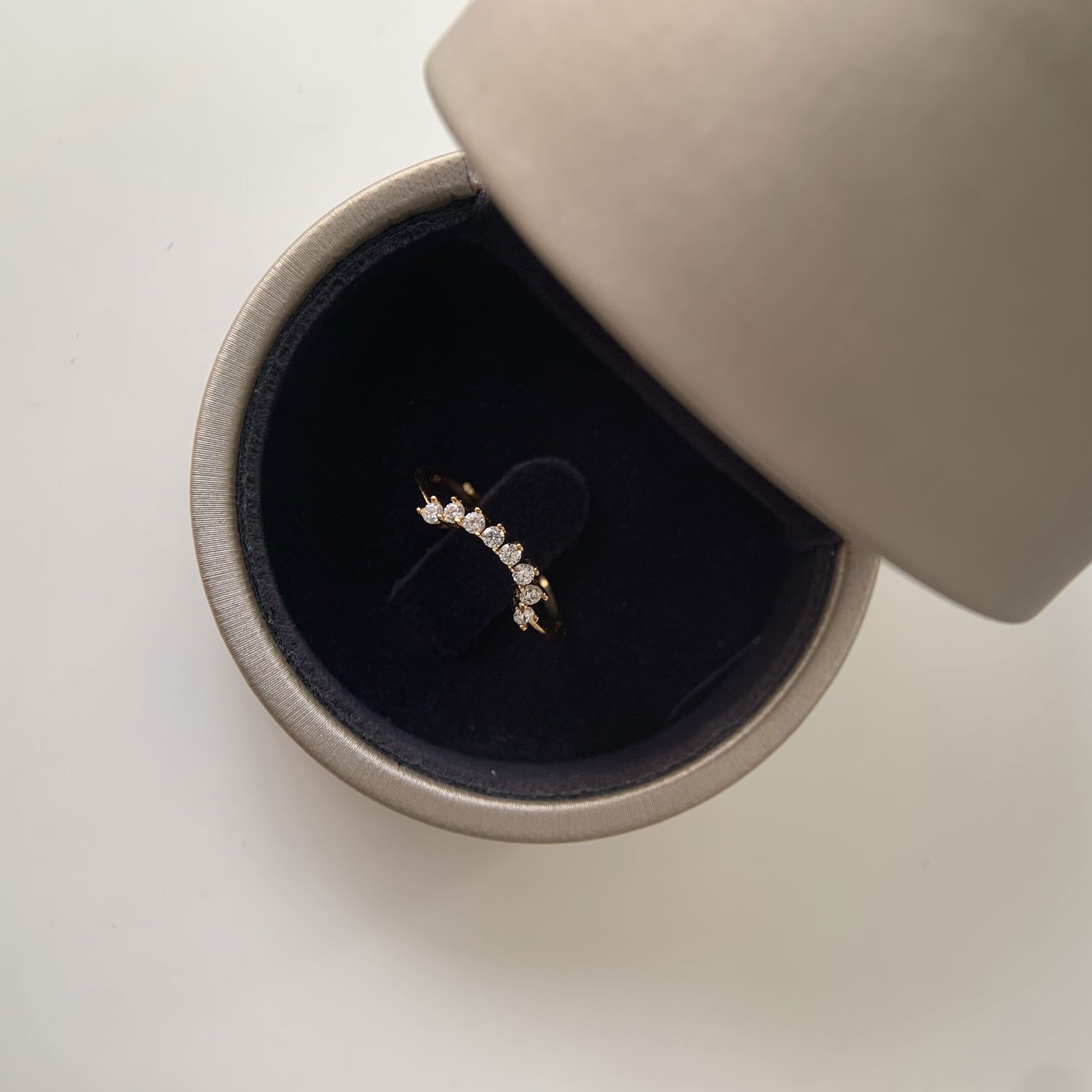 Curved Stack Wedding Band Ring Adjustable Petite Gold Stacking Etsy