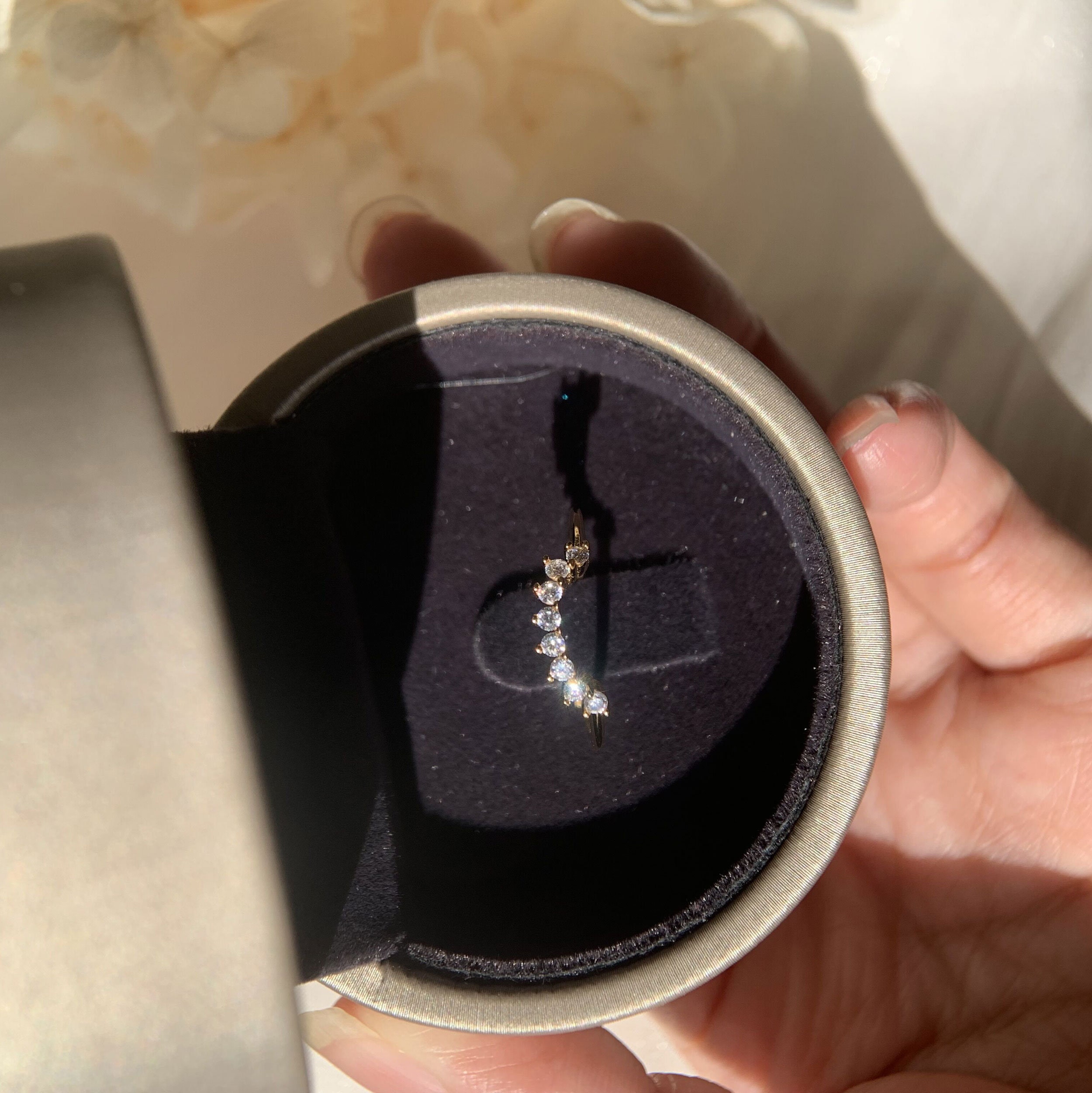 Curved Stack Wedding Band Ring Adjustable Petite Gold Stacking Etsy