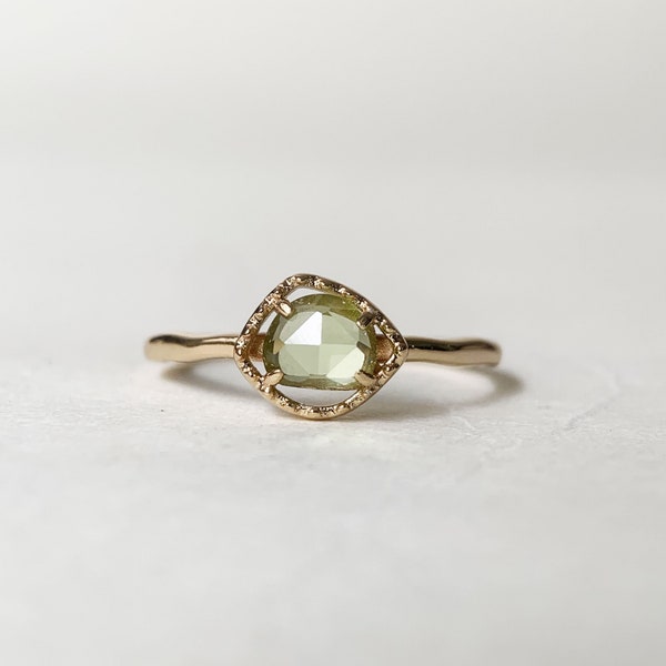 Vintage Peridot Promise Ring Gold Rose Cut Green Olivine August Birthstone Rings Dainty Solitaire Wedding Anniversary Ring