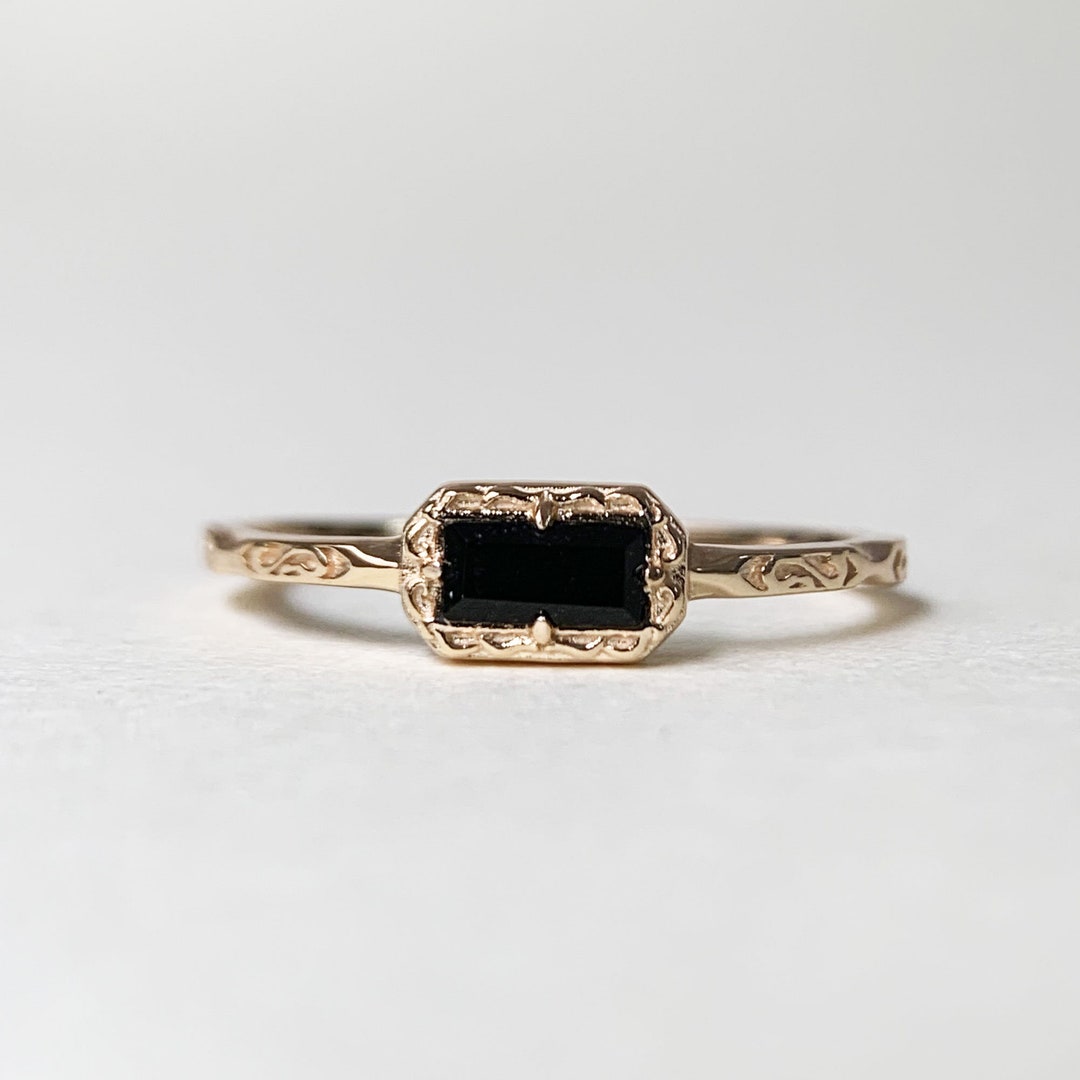 Black Onyx Promise Ring Sterling Silver Natural Black Agate Etsy
