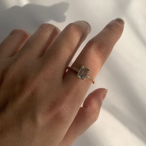 Anillo de amatista verde natural Anillos de prasiolita de talla esmeralda Plata de ley 925 Joyería de piedra de nacimiento de febrero Regalo de cumpleaños de aniversario para ella imagen 3