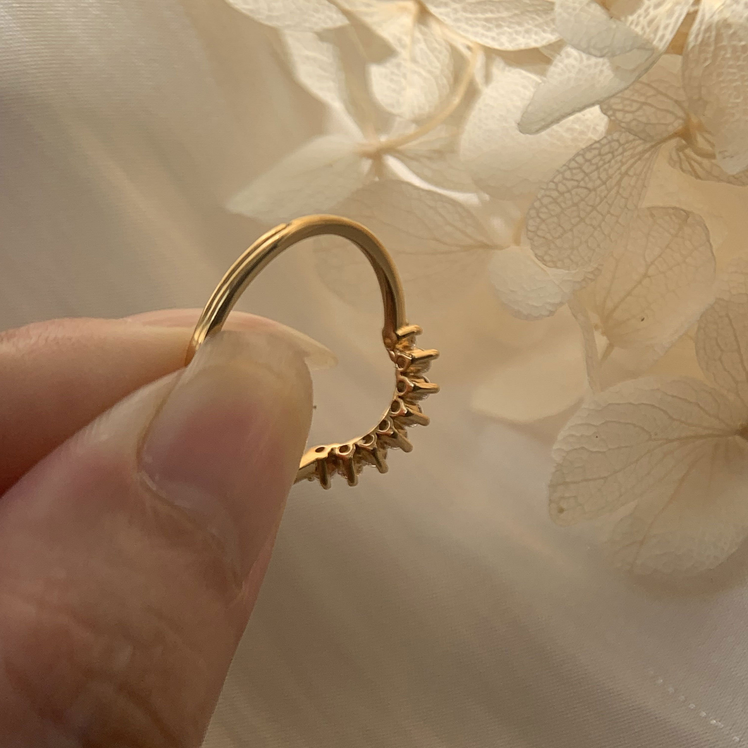 Curved Stack Wedding Band Ring Adjustable Petite Gold Stacking Etsy