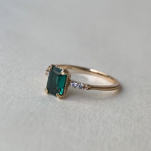 Vintage Emerald Engagement Ring Gold Dainty May Birthstone - Etsy