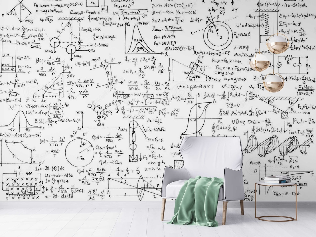 Physics Wall Paper Formula Wall Mural Art Wallpaper Custom Wall Design