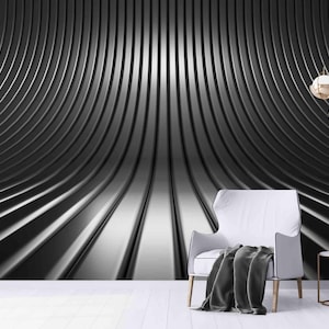 Metal 3D Modern Wallpaper Peel and Stick or Textured, Silver Wall Art Design for Cool Living room Decor 3d Geometric Wall Design