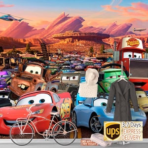 Papel tapiz personalizado para niños, calcomanías de pared, papel tapiz fotográfico de autos para la decoración del hogar de la habitación de los niños, papel tapiz de vinilo no tejido único, impresión fotográfica, arte de pared