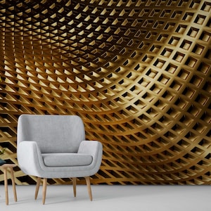 Carta da parati rimovibile 3D oro staccabile e attaccabile - murale in vinile personalizzato per soggiorno e camera da letto, arte murale 3D