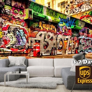 Street art Graffiti Wallpaper Wall Decals Custom Graffiti Wall Mural Removable Wall Sticker Wall Decor Graffiti Photo Wallpaper 3D Mural Art