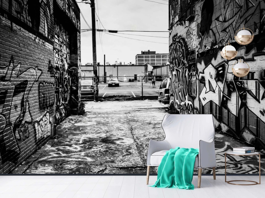 Urban Street Art Graffiti Wallpaper Black