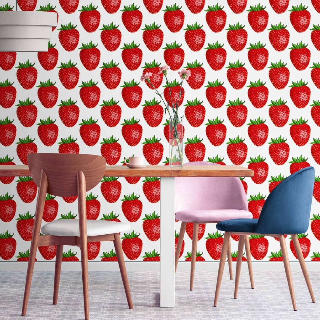 Strawberry Peel and Stick Wallpaper Kitchen Murals Berry - Etsy