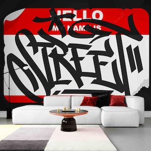 Graffiti Wallpaper Mural: Game Room Street Art, Peel & Stick Vinyl