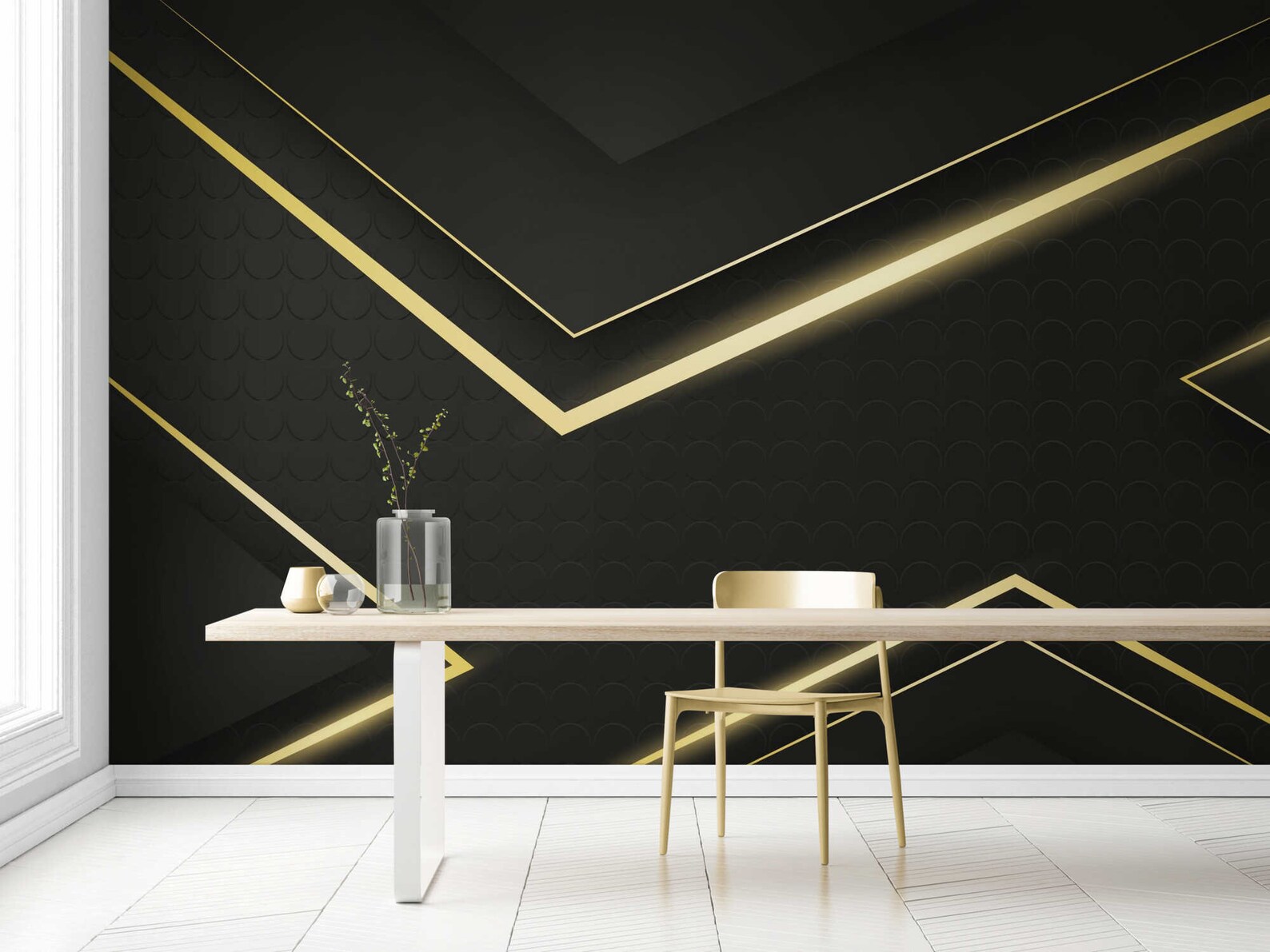 Luxury 3D Gold With Black Pattern Mural Realistic 3D Wallpaper Self