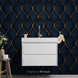 Schälen und Stick Luxus Gold Tapete Geometrische Wand Wandbild Dunkelblau Tapete benutzerdefinierte Vinyl abnehmbare Tapete Wandbild Dekor 3D Tapete