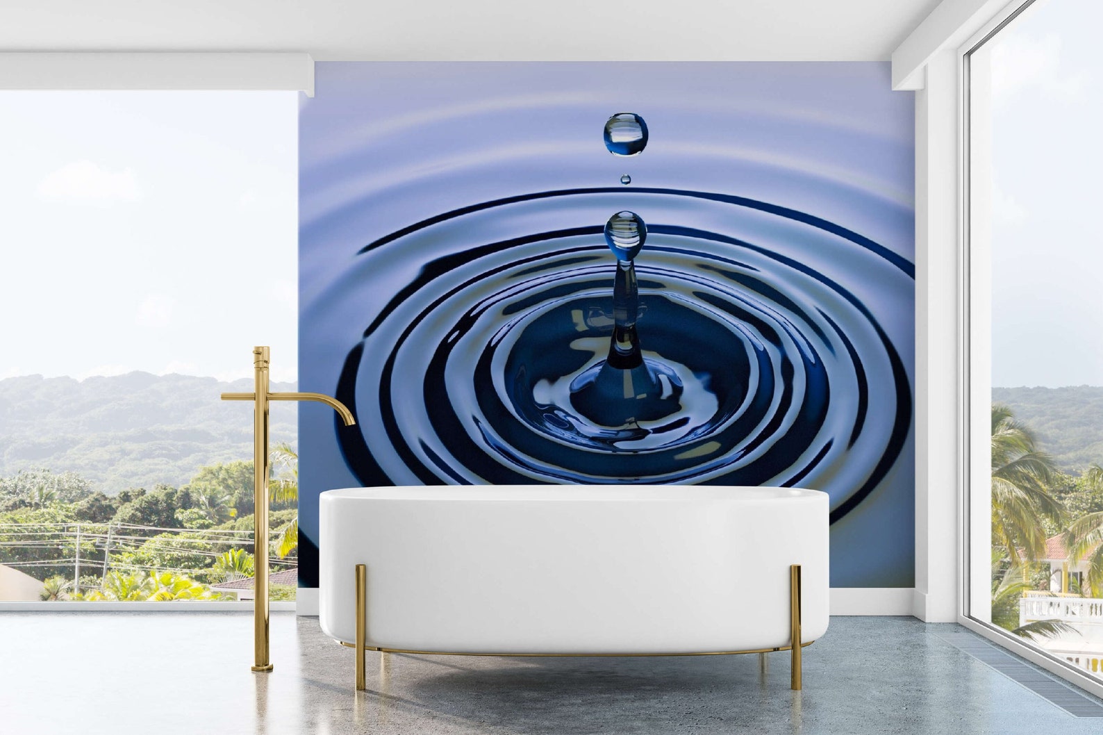 Custom 3D Water Drop Wall Mural for Bedroom Wall Decor Minimalistic