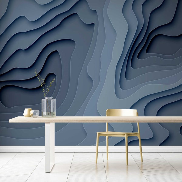 Blue 3D wallpaper mural, abstract wallpaper decor wall paper 3d Gagme room wall paper kids vinyl wallpapers peel & stick adhesive 3d mural