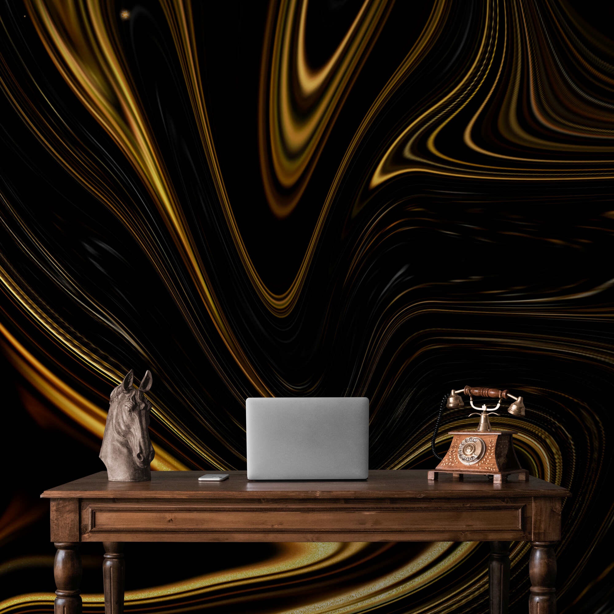 Dark Gold 3D Wall Paper Art Wall Mural 3D Wallpaper Etsy