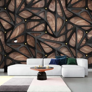 Modern 3D Wall paper Geometric Wall Mural Non Woven Wallpaper 3D Photo Mural Wood Wallpaper Mural Custom Wallpaper Wall Decal 3d Murals HDL
