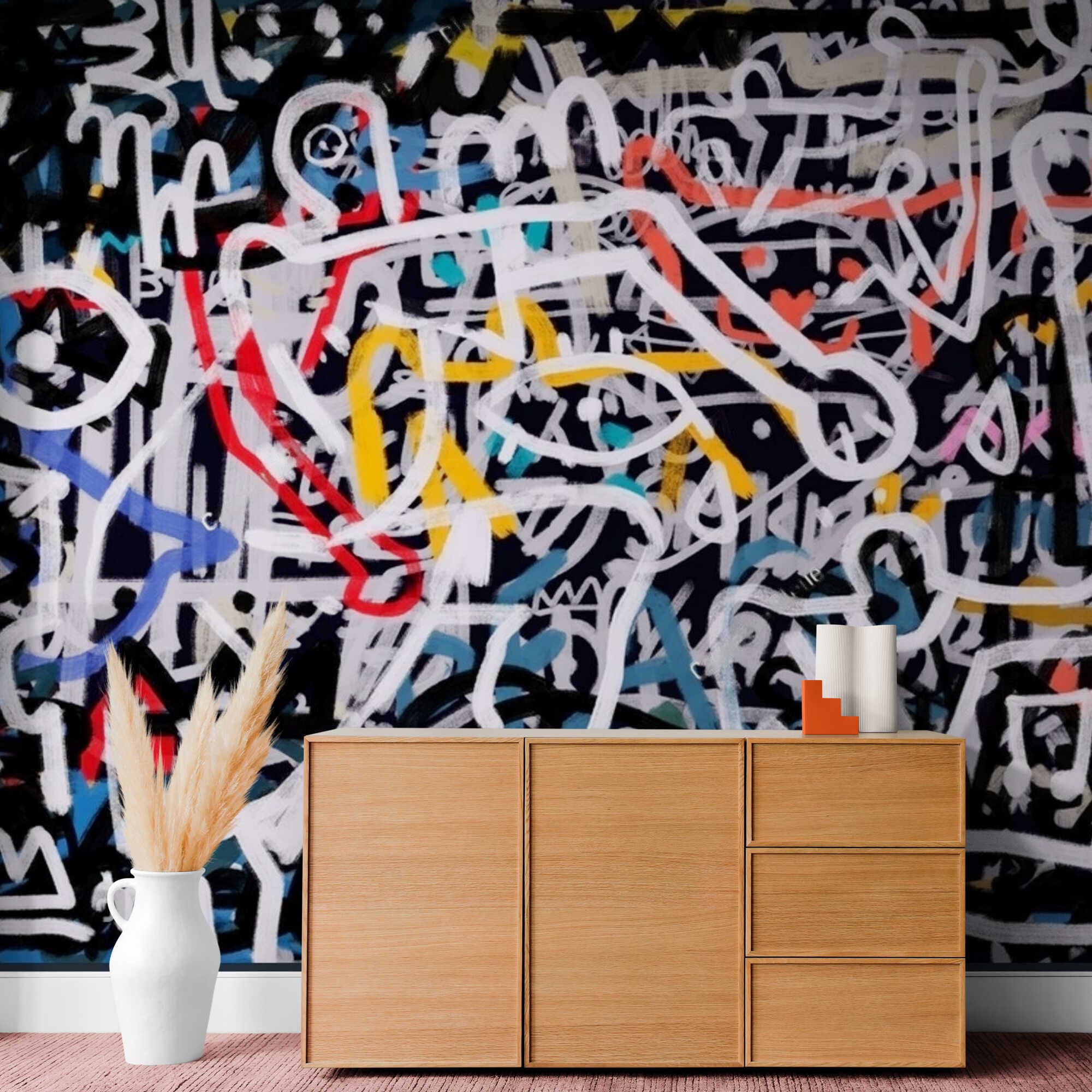Modern Graffiti Wall Mural Peel and Stick Wallpaper Graffiti Etsy