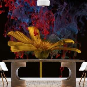 Dark Floral Wallpaper Mural: 3D Abstract Wall Decor