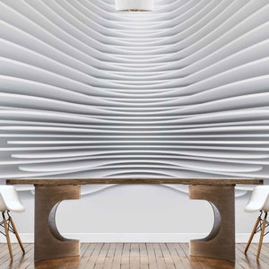 White Abstract 3D Wallpaper for Living Room - Modern 3D Wall Mural, Elegant Home Decor, Removable Peel and Stick Vinyl Wallpapers Design