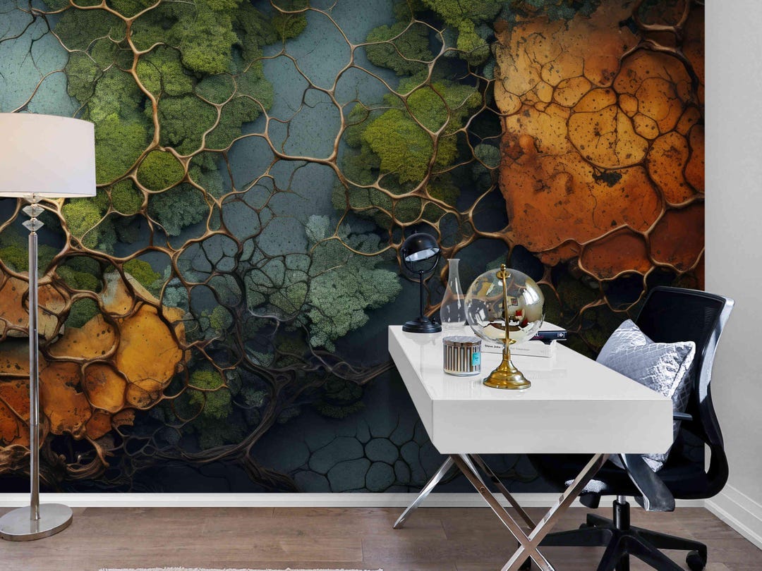 Root Pattern Wallpapers 3D Moss Wallpaper: Organic Root Pattern Peel & Stick Wall Mural - Etsy