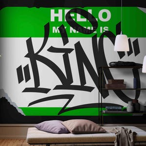 Graffiti Style Peel and Stick Wallpaper Mural: Teen Bedroom Decor
