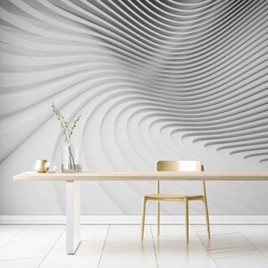 3D Curved Shapes Wallpaper Mural: Abstract Peel and Stick Wall Art