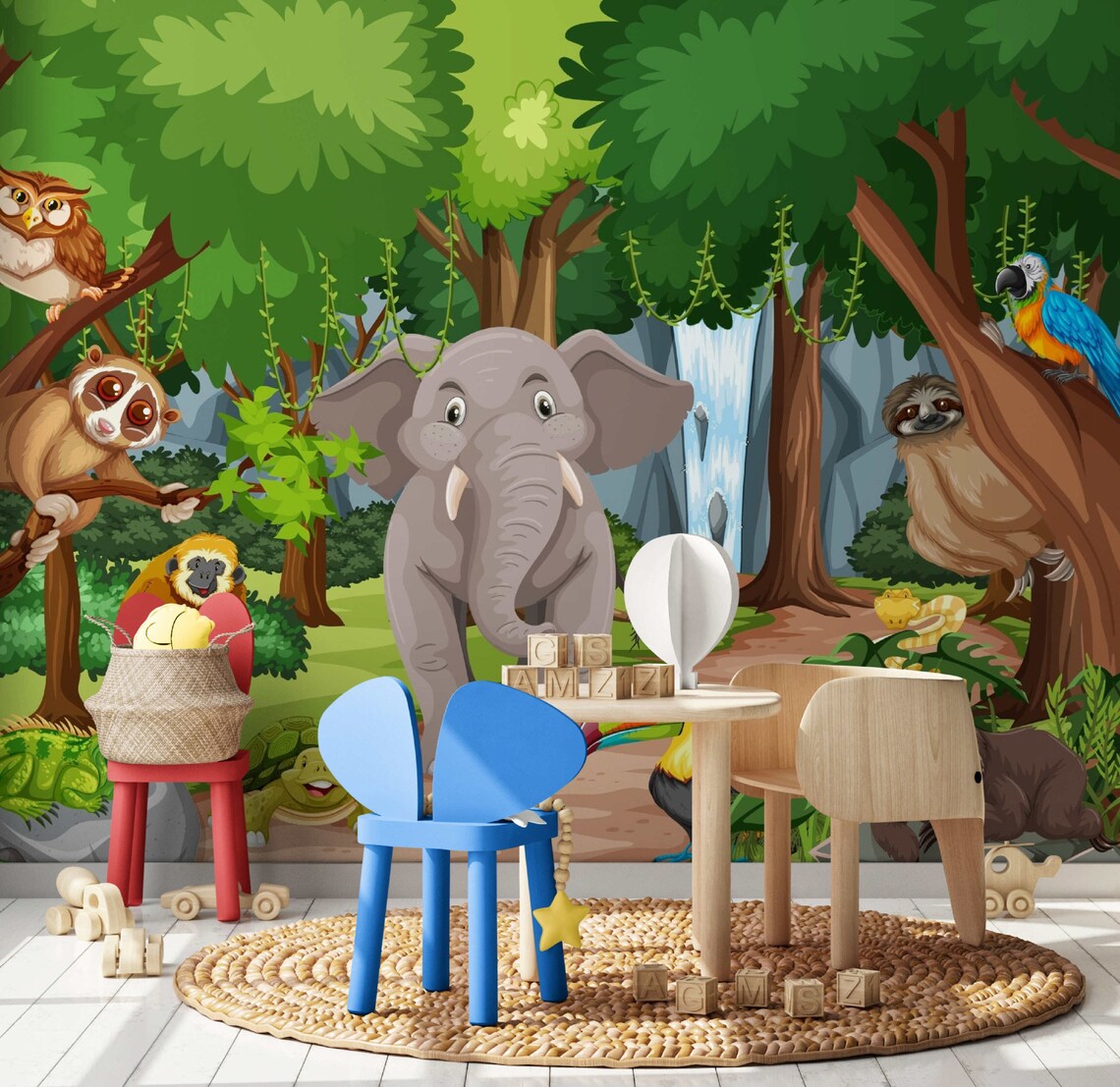 Loving Animals Kids Photo Mural for Playroom Bedroom Nursery Etsy