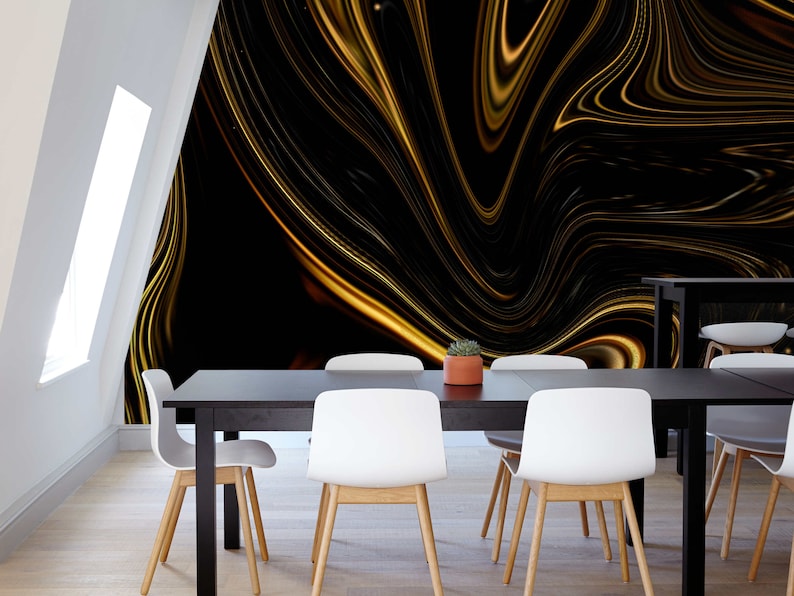 Dark Gold 3D Wall Paper Art Wall Mural 3D Wallpaper Etsy
