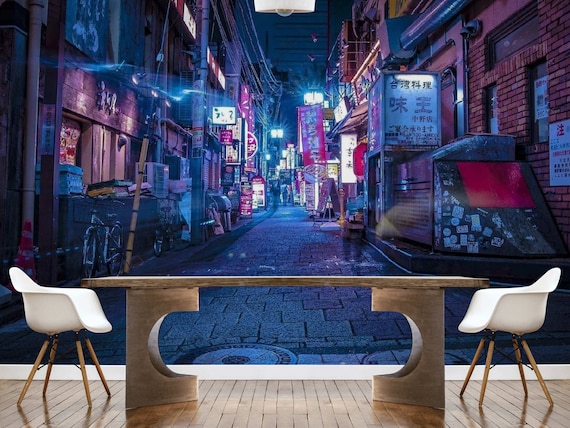 Tokyo Street Scene Wallpaper Mural: Peel and Stick City Wall Art