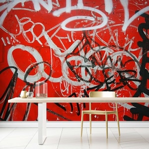 Adesivo murale da parete con graffiti rossi, carta da parati adesiva con graffiti, decalcomania da parete, adesivo da parete con graffiti, carta da parati adesiva con graffiti, decorazione da parete