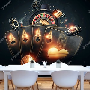 Luxus 3D Wand Papier Poker Wandbild 3D Tapete Selbstklebendes Wandpapier Peel & Stick Tapete Wandaufkleber 3D Tapete Wandbild Art Deco
