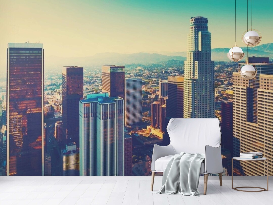Los Angeles Skyline Wallpaper Mural – Peel and Stick City Wall Art - Etsy