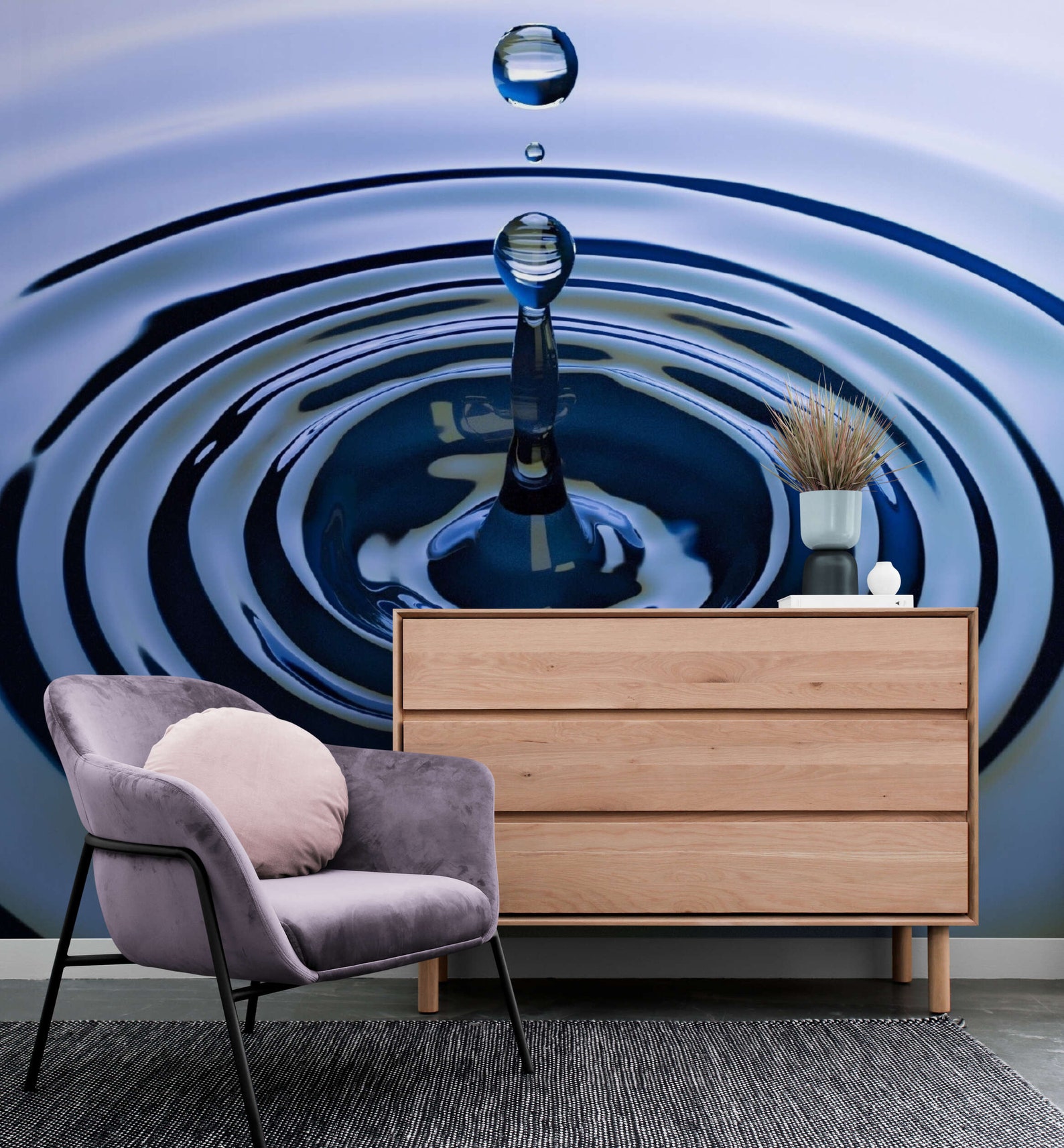 Custom 3D Water Drop Wall Mural for Bedroom Wall Decor Minimalistic