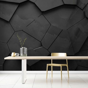 Custom 3D Black Wallpaper Mural: Modern Wall Decor, Peel & Stick