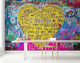 Graffiti Wallpaper Mural: Peel and Stick Accent Wall Decor