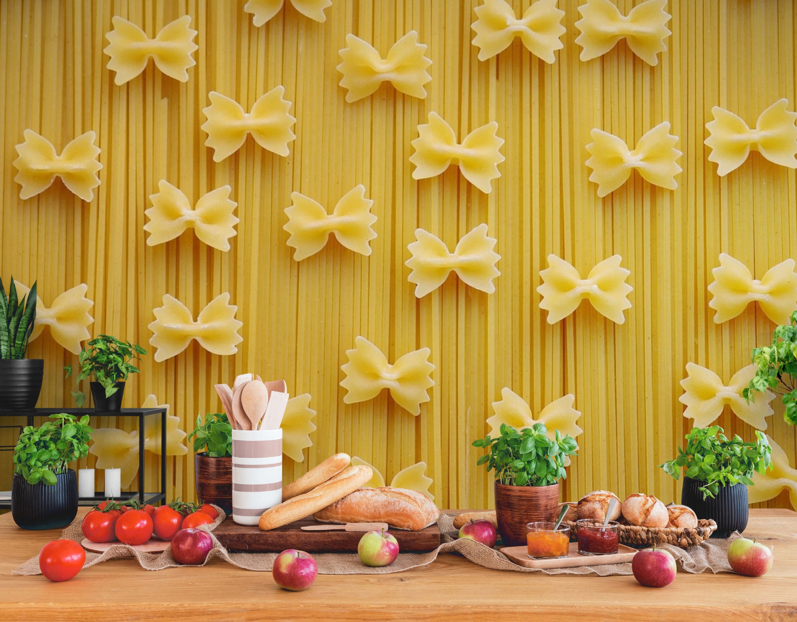 Kitchen Spaghetti Photo Wallpaper Food Wall Mural Kitchen Pasta Wall Decor Farfale Wallpaper