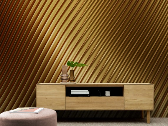 Living Room 3D Wallpaper Gold Wall Mural 3D Wall Paper - Etsy