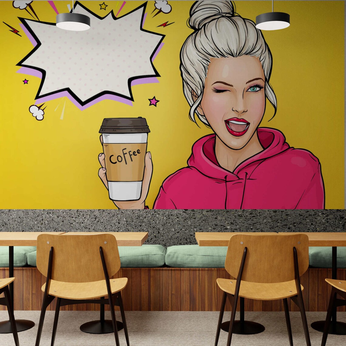 Pop Art Wallpaper Wall Mural Pop Art Wall Paper Peel and Stick Wallpaper Caffe, Bar Wall Decor