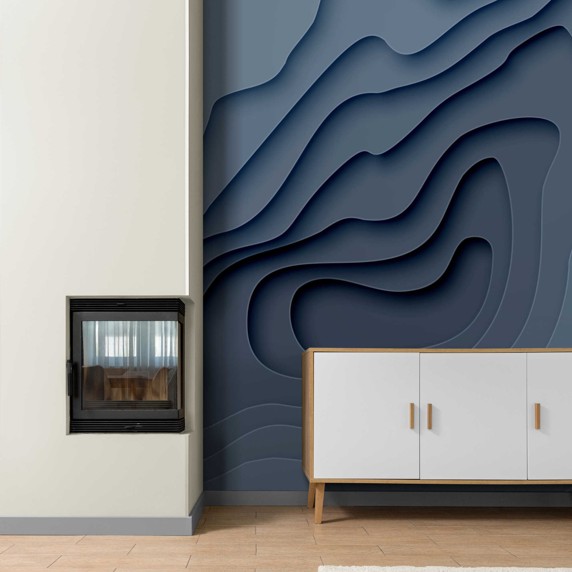 Blue 3D Wallpaper Mural, Abstract Wallpaper Decor Wall Paper 3d Gagme Room Wall Paper Kids Vinyl