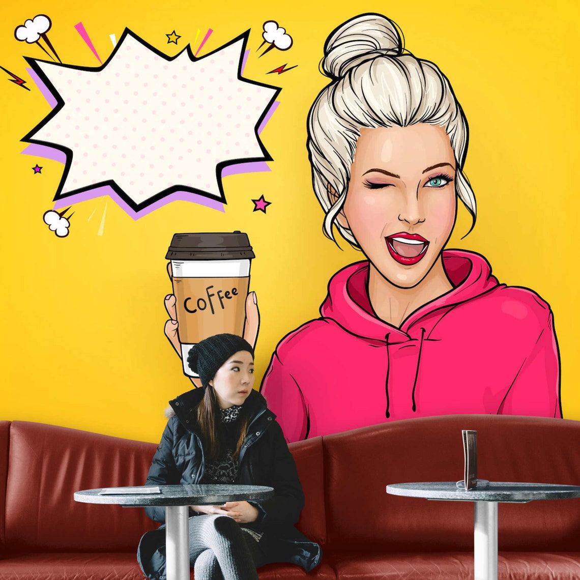 Pop Art Wallpaper Wall Mural Pop Art Wall Paper Peel and Stick Wallpaper Caffe, Bar Wall Decor