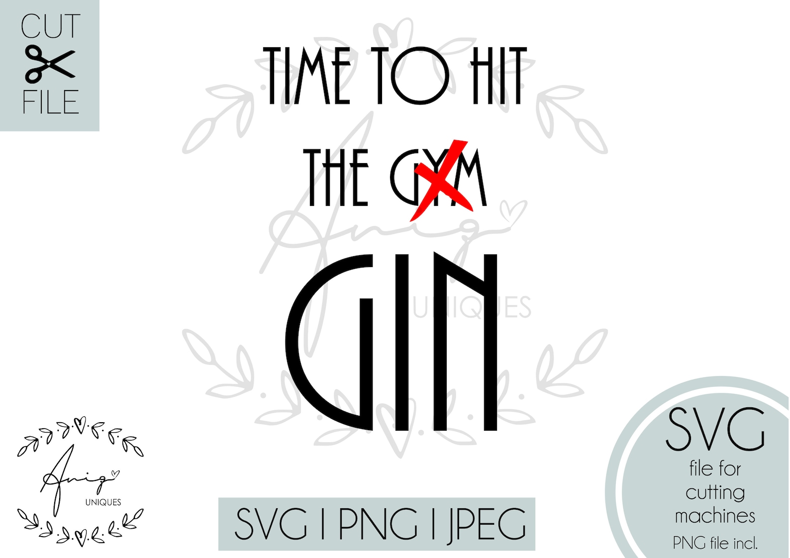 Time to Hit the Gym Gin SVG / Gin SVG / Printable / Silhouette Cut File ...