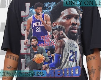 Joel Embiid 90s Style Vintage Bootleg Tee graphic shirt Kansas Basketball Maxey Bootleg Philly Rap The Process LS05