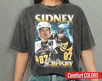 Camiseta Sidney Crosby - Hóquei no Gelo Profissional Canadense - Campeonatos de Hóquei - Produtos Esportivos - Moletom Vintage com Capuz - Camiseta Estampada