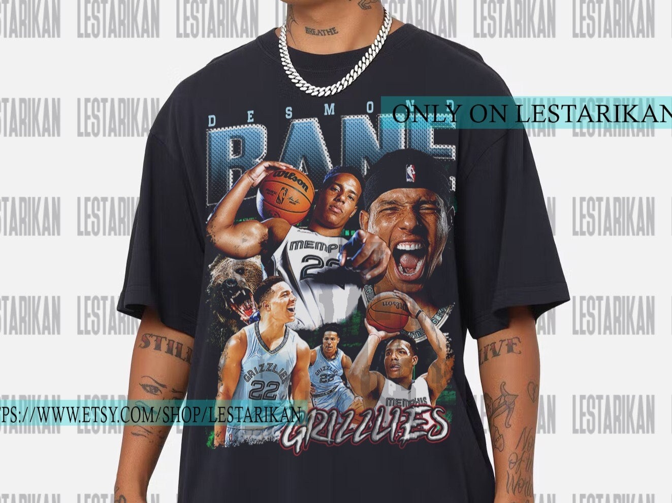 NBA Cut Sew Memphis Grizzlies Oversized T-Shirt D01_409