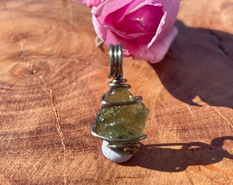 Moldavite Pendant gunmetal