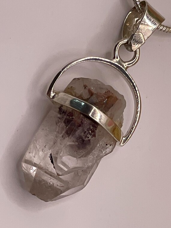 Pendentif En Argent 925 Avec Quartz Fantôme De Vanadium – 21,22 G, Forme Poire, Pierre Naturelle Non Traitée