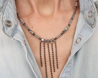 Choker ematite, choker pietre preziose, collana corta donna, girocollo pietre naturali