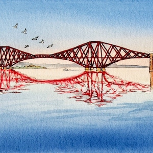 Large Panoramic Firth of Forth Bridges, Fine Art Giclée Signed Limited Edition Landscape Print, Fife, Scotland.